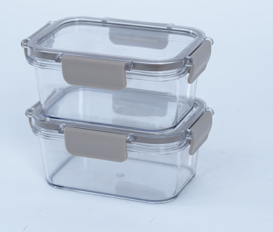 TAUPE 15 OZ S/2 RECTANGULAR PLASTIC FOOD STORAGE CONTAINERS