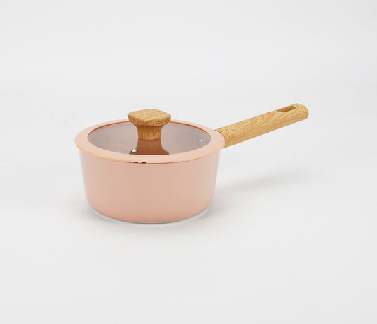 BLUSH CERAMIC NON- STICK ALUMINUM 2 QT COVERED SAUCEPAN