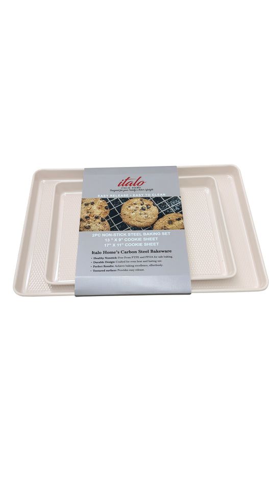 CREAM S/2 EMBOSSED METAL COOKIE SHEETS ( 17" X 11" AND 13" X9")