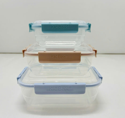 S/3 RECTANGULAR PLASTIC FOOD STORAGE SET