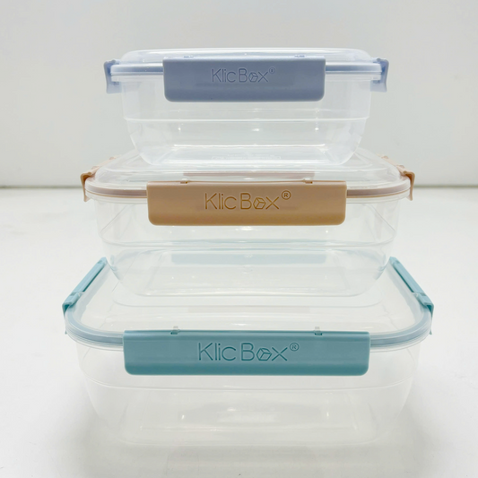 S/3 LARGE RECTANGULAR PLASTIC FOOD STORAGE SET