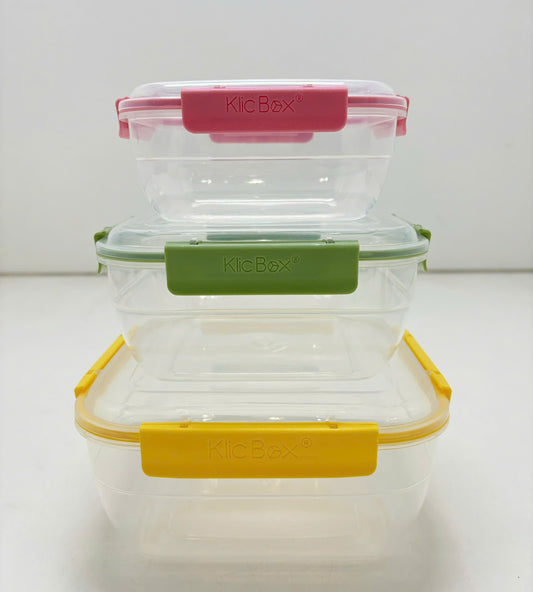 S/3 LARGE SQUARE PLASTIC FOOD STORAGE SET