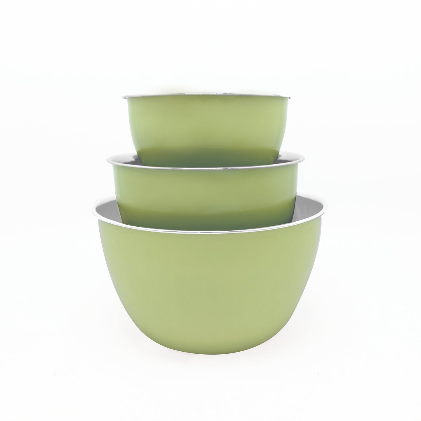 3PC STAINLESS STEEL MIXING BOWL SET WITH MINT GREEN EXTERIOR (1.5QT/ 3QT/5QT)