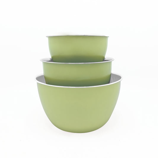 3PC STAINLESS STEEL MIXING BOWL SET WITH MINT GREEN EXTERIOR (1.5QT/ 3QT/5QT)