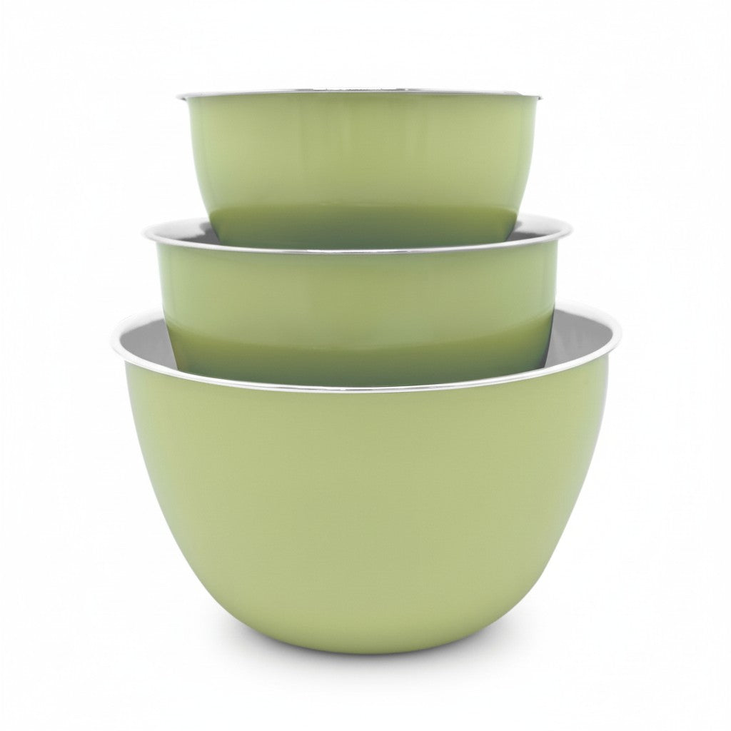 3PC STAINLESS STEEL MIXING BOWL SET WITH MINT GREEN EXTERIOR (1.5QT/ 3QT/5QT)