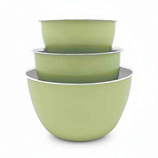 3PC STAINLESS STEEL MIXING BOWL SET WITH MINT GREEN EXTERIOR (1.5QT/ 3QT/5QT)