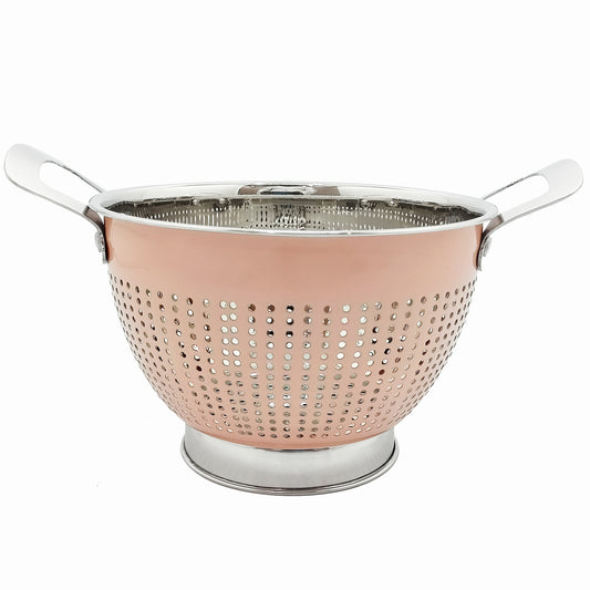 5 QT STAINLESS STEEL COLANDER WITH BLUSH EXTERIOR