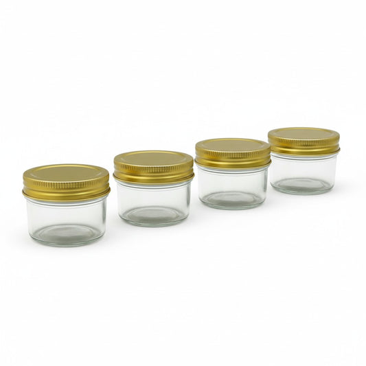 4PC STRAIGHT SIDED JARS W/ GOLD LID