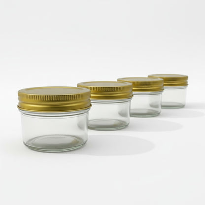 4PC STRAIGHT SIDED JARS W/ GOLD LID