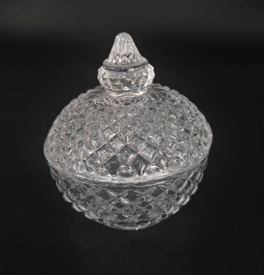 EMBOSSED GLASS CANDY JAR