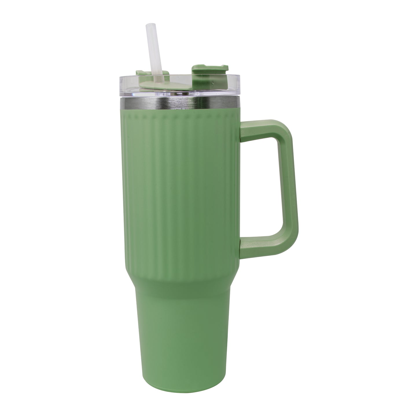 40 oz Green S/S Insulated Cup W/handle & Straw
