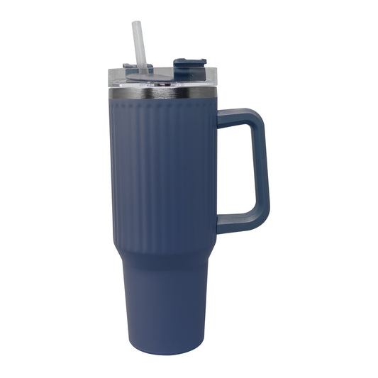 40 oz Charcoal S/S Insulated Cup W/Handle & Straw