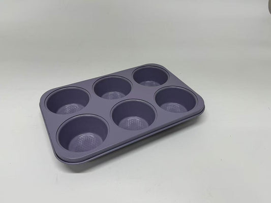 PURPLE  6 CUP TEXTURED METAL MUFFIN PAN