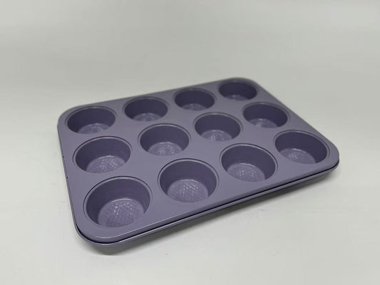 PURPLE 12 CUP TEXTURED METAL MUFFIN PAN