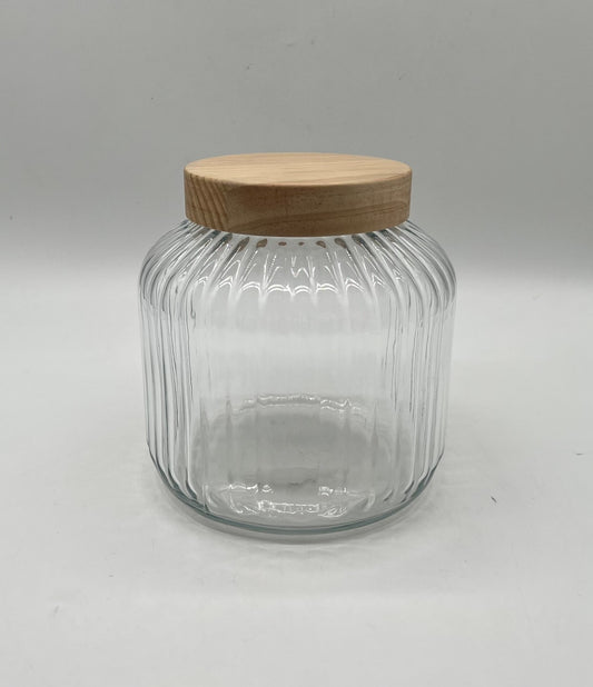 118 oz RIBBED JAR W/ NATURAL COLOR WOOD LID