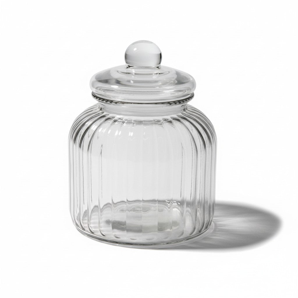 98 oz RIBBED JAR W/ GLASS LID