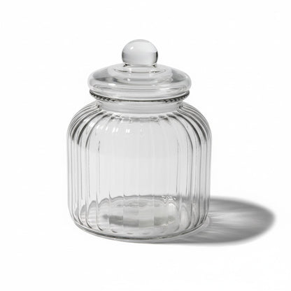 98 oz RIBBED JAR W/ GLASS LID