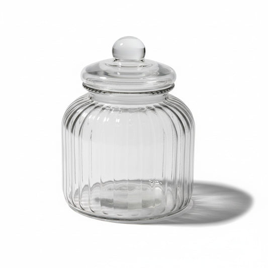 98 oz RIBBED JAR W/ GLASS LID