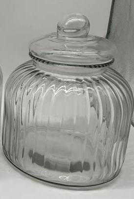 98 oz RIBBED JAR W/ GLASS LID