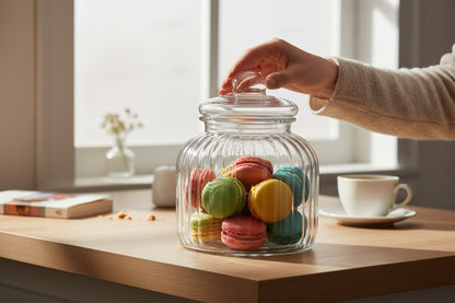 98 oz RIBBED JAR W/ GLASS LID