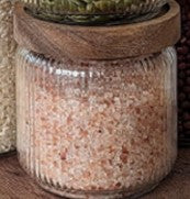 23.6 OZ BOROSILICATE JAR W/ INTERIOR RIBBING & ACACIA WOOD LID