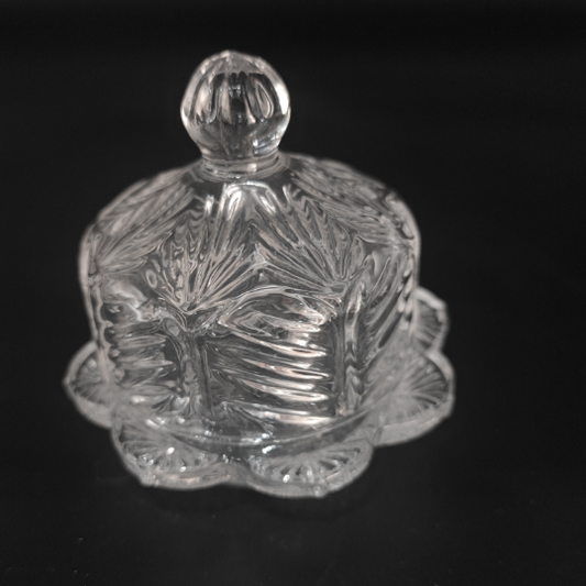 LEAF DESIGN INDIVIDUAL GLASS BUTTER DISH