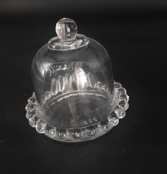 BEADED KNOB INDIVIDUAL GLASS BUTTER DISH