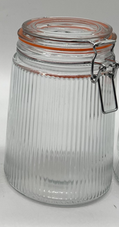 43.9 OZ VERTICAL RIBBED W/ GLASS CLIP LID