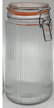 60.8 OZ VERTICAL RIBBED W/ GLASS CLIP LID