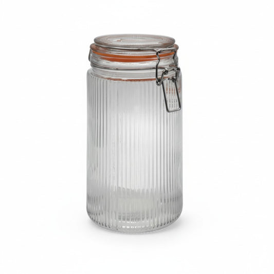 60.8 OZ VERTICAL RIBBED W/ GLASS CLIP LID