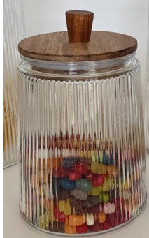 43.9 OZ VERTICAL RIBBED W/ ACACIA WOOD LID