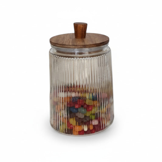 43.9 OZ VERTICAL RIBBED W/ ACACIA WOOD LID