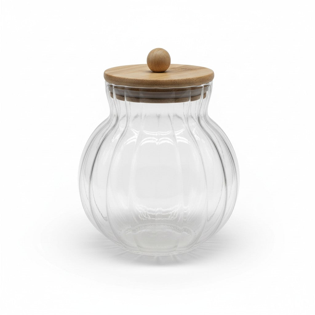 30.4 OZ GOURD SHAPE JAR W/ WOOD LID
