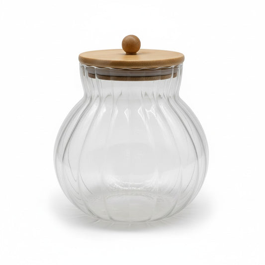 50.7 OZ GOURD SHAPE JAR W/ WOOD LID