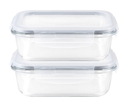 2PC 12.5 oz Rect. Borosilicate Food Storage Set