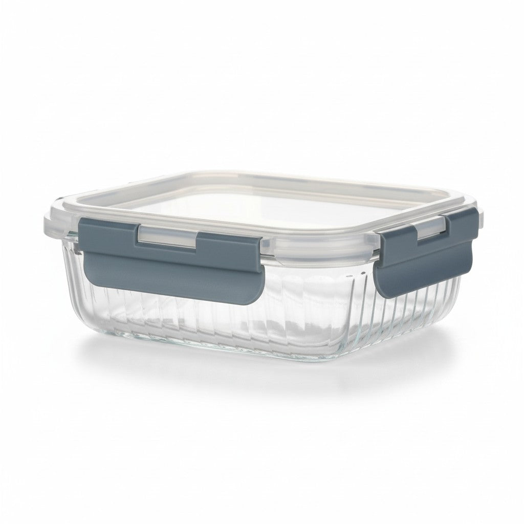 22.3 OZ RIBBED RECT. BOROSILICATE FOOD STORAGE