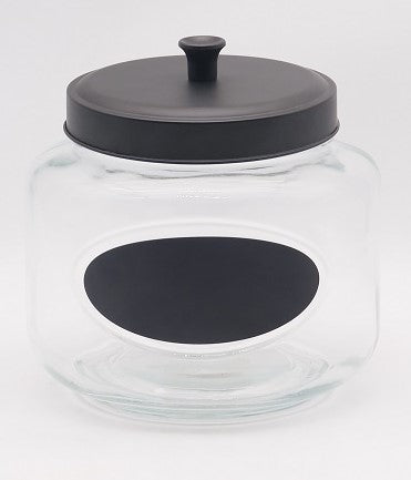 101 oz RND CHALKBOARD JAR W/ BLACK METAL LID