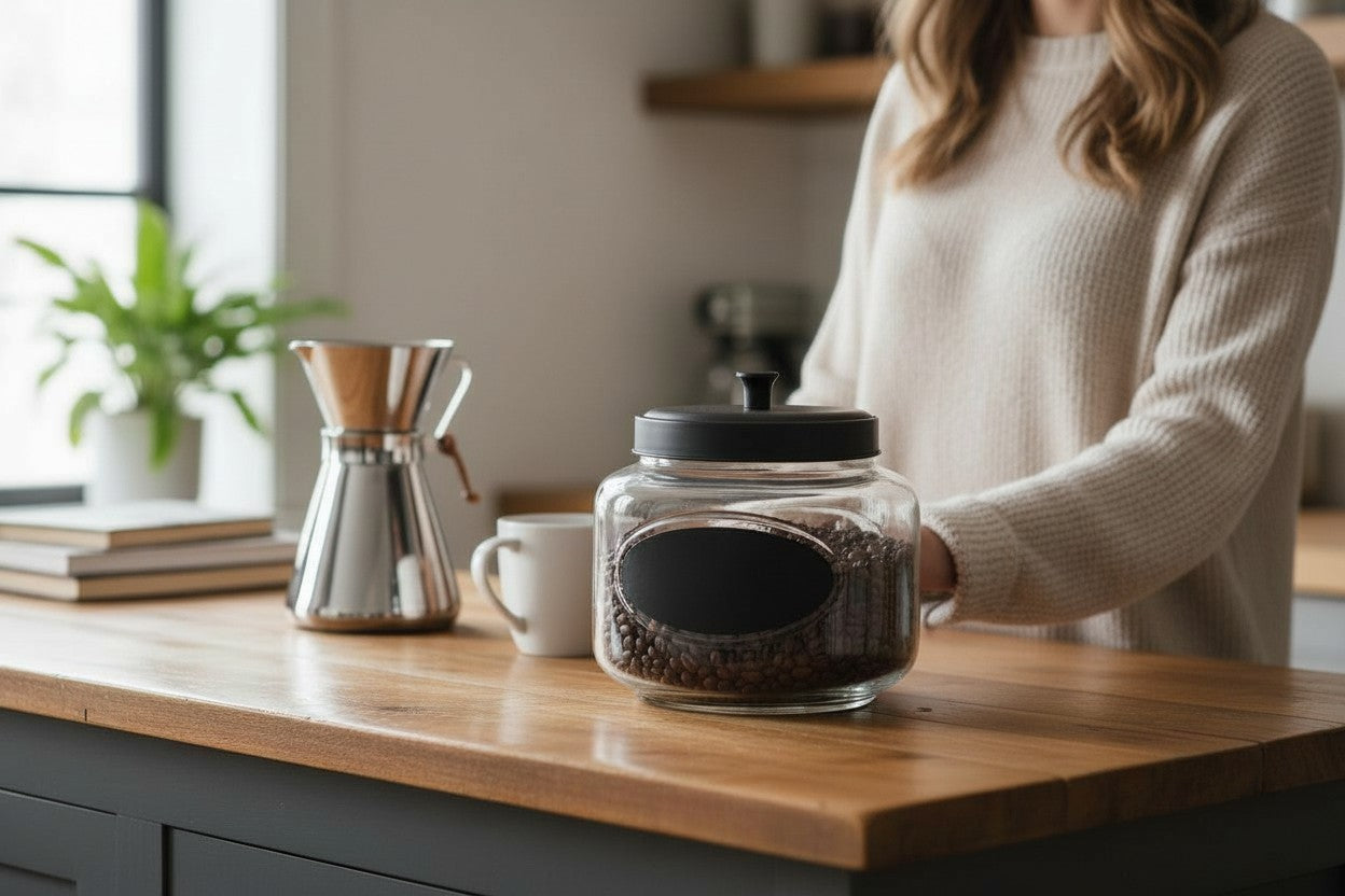 101 oz RND CHALKBOARD JAR W/ BLACK METAL LID