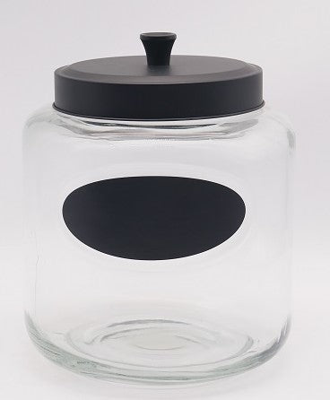 142 OZ RND CHALKBOARD JAR W/ BLACK METAL LID