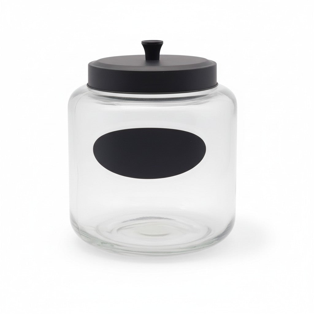 142 OZ RND CHALKBOARD JAR W/ BLACK METAL LID