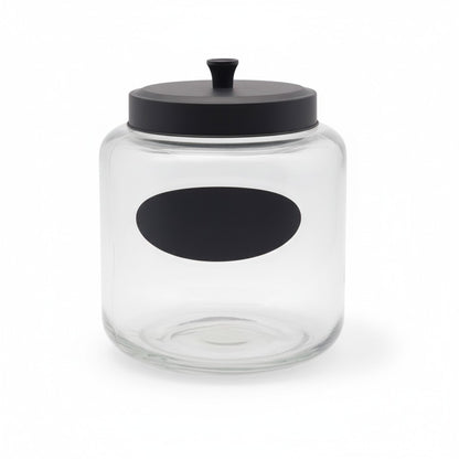 142 OZ RND CHALKBOARD JAR W/ BLACK METAL LID