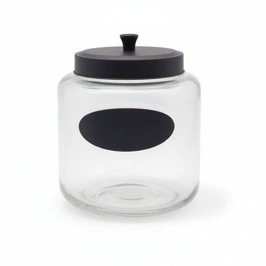 142 OZ RND CHALKBOARD JAR W/ BLACK METAL LID