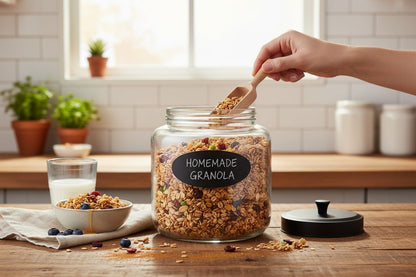 142 OZ RND CHALKBOARD JAR W/ BLACK METAL LID