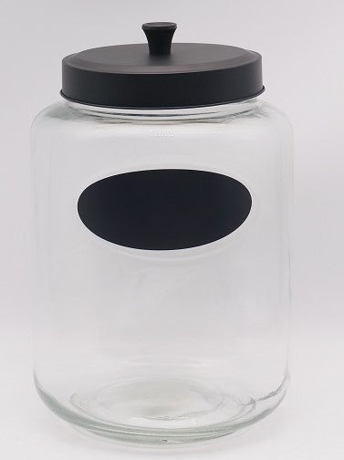 196 OZ RND CHALKBOARD JAR W/ BLACK METAL LID