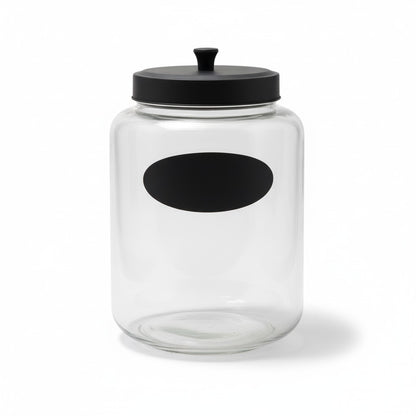 196 OZ RND CHALKBOARD JAR W/ BLACK METAL LID