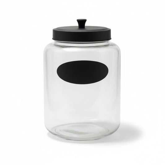 196 OZ RND CHALKBOARD JAR W/ BLACK METAL LID