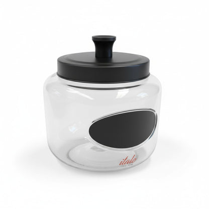 64 OZ RND CHALKBOARD JAR W/ BLACK METAL LID