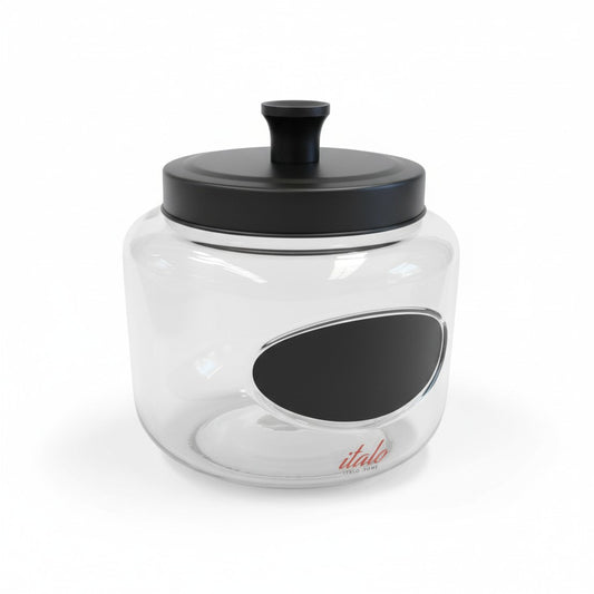 64 OZ RND CHALKBOARD JAR W/ BLACK METAL LID