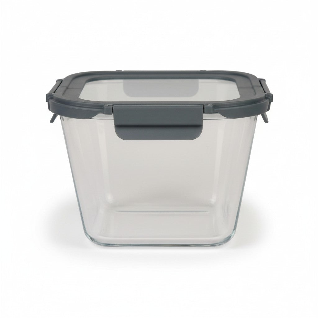 66 OZ SQ BOROSILICATE DEEP FOOD STORAGE W/ GRAY LID