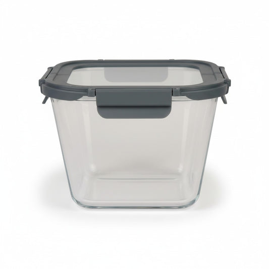 66 OZ SQ BOROSILICATE DEEP FOOD STORAGE W/ GRAY LID